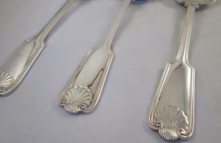 Vintage Set of 3 Silver Plated Serving Spoons - Fiddle Thread & Shell Pattern 3