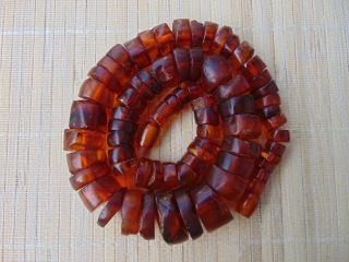Old Natural Baltic Cognac Honey Amber Faceted Beads Necklace 71.  6 Grams