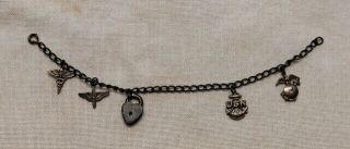 Ww2 Sterling Silver Sweetheart Charm Bracelet Army Air Corps Usmc Navy Medical