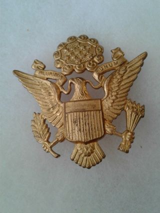 Authentic Wwii Us Army Officer Hat Cap Badge Insignia Nh