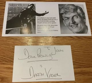 Darth Vader Autograph David Prowse Star Wars Signature