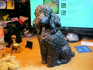 1984 Large 12 " Black Poodle Dog Statue Universal Statuary 323 Chalkware