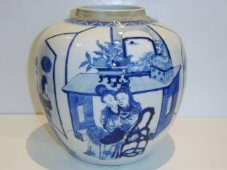 Fine Decorated Large Old Antique Chinese Vase Ginger Jar Double Circle Base Mark