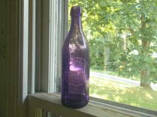 Litchfield,  Conn E.  L.  Phelps 14 Oz Amethyst 1890s Pre Pro Blob Top Beer Bottle