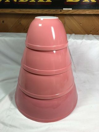 Vintage Set Of Pink Pyrex Bowls