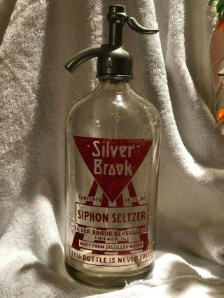 Vintage Seltzer Bottle Silver Brook Siphon Seltzer Chicago,  Ill