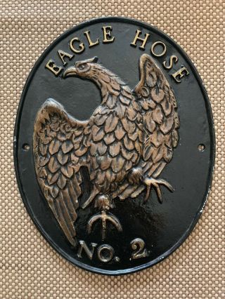 Eagle Hose No.  2 Cast Aluminum Fire Mark Plaque 11 " X 8 3/4 "
