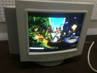 14 " Packard Bell 1020 Crt Vga Retro Gaming Monitor Vintage With Speakers