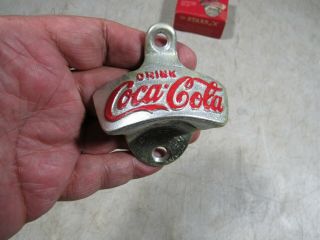 Vintage/Antique 1940 ' s Coca - Cola Wall Mount Bottle Opener Starr X Brown NIB NOS 2