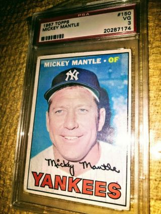 1967 Topps Mantle 150 Psa 3 Vintage Graded Baseball Card Ny Yankees