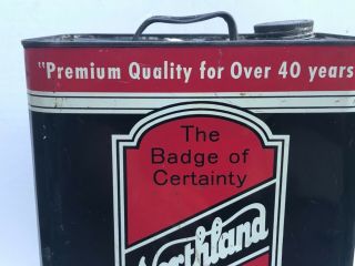 Vtg 2 Gallon NORTHLAND Products Metal OIL CAN Empty Waterloo IA Advertising 3