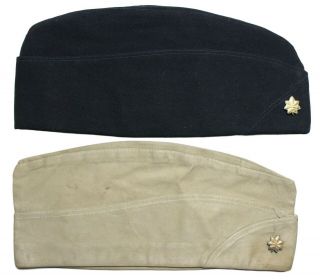 Us Wwii Usn Navy Officers Lt Commanders Overseas Caps Pair Size 7 3/8