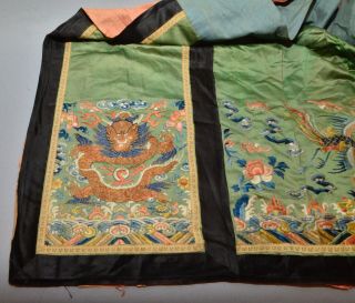Antique Chinese Embroidered Silk Paneled Skirt W/ Dragon Floral & Bird Motifs