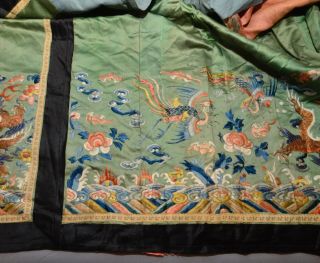 Antique Chinese Embroidered Silk Paneled Skirt w/ Dragon Floral & Bird Motifs 2