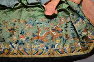Antique Chinese Embroidered Silk Paneled Skirt w/ Dragon Floral & Bird Motifs 3