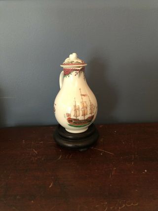 Rare Chinese Export 18th C.  Creamer With Ship Painting
