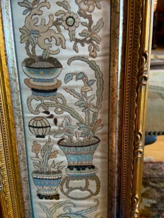 Antique Chinese Embroidery Panel Framed 2