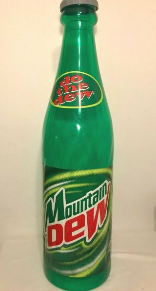 Vintage Ralphco Giant Mountain Dew Bottle Plastic Bank With Cap 1990s