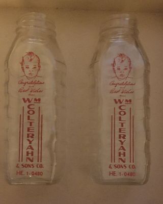 2 Vintage Colteryahn Milk Bottle Baby 8oz Pittsburgh Pa Samuel Callet Co