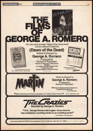 The Films Of George A Romero_orig.  1978 Trade Ad Promo_poster_dawn Of The Dead