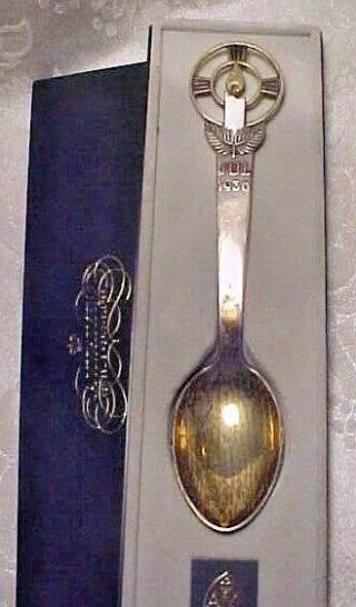 Vintage Old Antique Sterling Silver 1936 Christmas Spoon A Michelsen Enamel 45 G