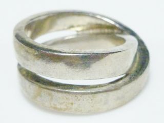 Sterling Silver Mid Century Modern Modernist Heavy Classy Double Ring Band