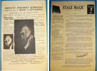 Burling Volta Hull Promotional Flyer For Shows & Stage Magic Book - Ca.  1930s - Pp