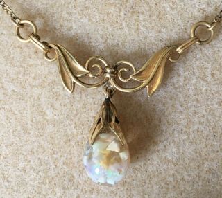 Ornate Vintage Gold Filled Floating Opal Necklace 8 - M Co.  1/20 12k Gf 15 Inch