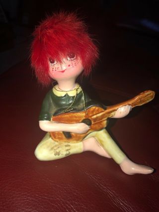 Ca 1960s Vtg Red Hair Pixie Elf Girl National Pottery Co Napco C - 6858 Japan 4”
