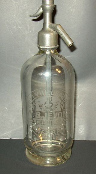Vtg W.  B.  Jevon Chemist Bully Hill Spring Market Rasen Seltzer Bottle London Made