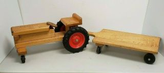 Vintage Wooden Tractor W/ Trailer Community Playthings Rifton Ny 1950 