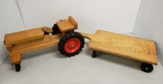 Vintage WOODEN TRACTOR w/ TRAILER COMMUNITY PLAYTHINGS Rifton NY 1950 ' s 1960 ' s 2