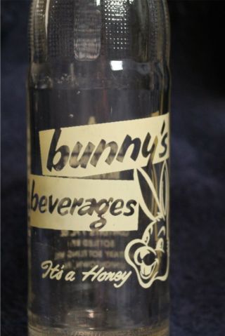 Scarce Vintage Bunny Glass 7 Oz.  Beverage Soda Bottle Rabbit Uniontown Pa