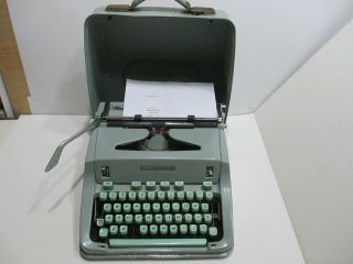 Hermes 3000 Saefoam Green Portable Typewriter Cursive Type W/case Switzerland