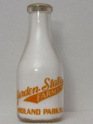 Trpq Milk Bottle Garden State Farms Inc Dairy Midland Park Nj Bergen County Barn