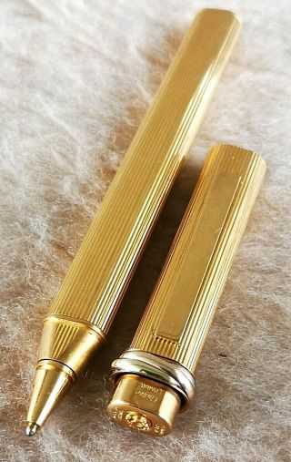 Cartier Trinity Tri - Color 18kt Gold Plated Textured Design Ballpoint Pen Vgodd