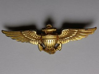 WWII US NAVY PILOT ANCHOR WINGS PIN BALFOUR 10K GOLD FILLED 2