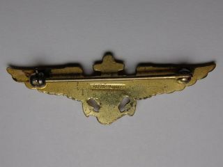 WWII US NAVY PILOT ANCHOR WINGS PIN BALFOUR 10K GOLD FILLED 3
