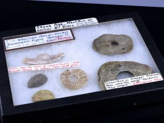 Chinese Archaic Jade Bi Disc Bird Pendant Shell Turquoise Money Neolithic Period