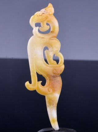 Superbly Carved Chinese Archaic Dragon Figure Pendant Zhou Shang Dynasty