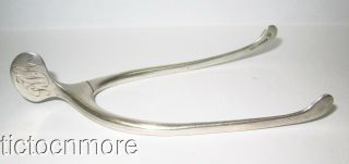 Antique Mermod Jaccard King Sterling Silver Hinged Wishbone Tongs 15g