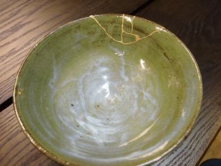 111 - 0111,  Japanese Antique Bowl,  Tea Ceremony,  Kintsugi,  Kintsukuroi,  Wooden Box