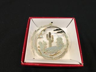 Nation ' s Treasures Arizona State 24K Gold Brass Christmas Ornament Cactus 2