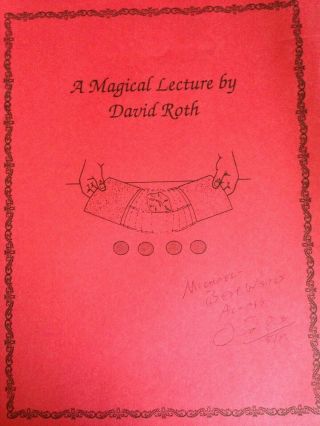 A Magicial Lecture By David Roth,  Autographed