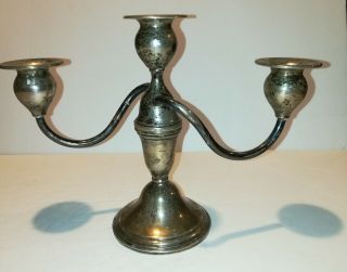 Preisner Sterling Silver (weighted) 3 Candle Candelabra - 6 1/2 " X 9 " -