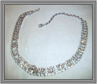 Sherman Clear Color -.  50 " Wide Three Row Marquise Crystal Choker Necklace Nr