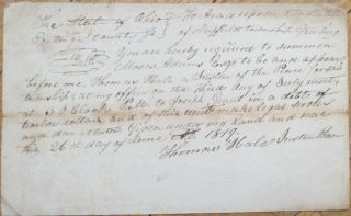 Suffield,  Portage County,  Oh 1819 Court Document/summons - Ohio