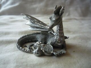 Mwfp Pewter Dragon And Crystal Orbs Figurine