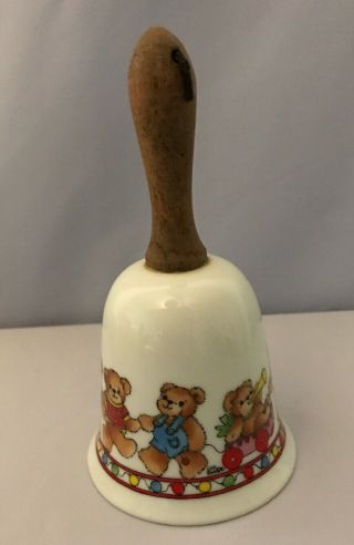 Lucy and Me Birthday Bear Wood Handle Party Balloons Bell Enesco 6” 1981 K7 3