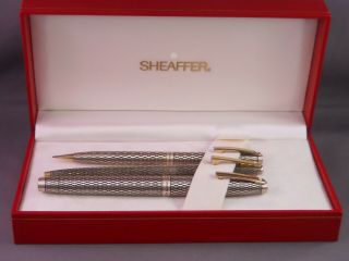 Sheaffer Vintage 3 - Piece White Dot Sterling Set - - Ball Pen - Pencil - Fountain Pen
